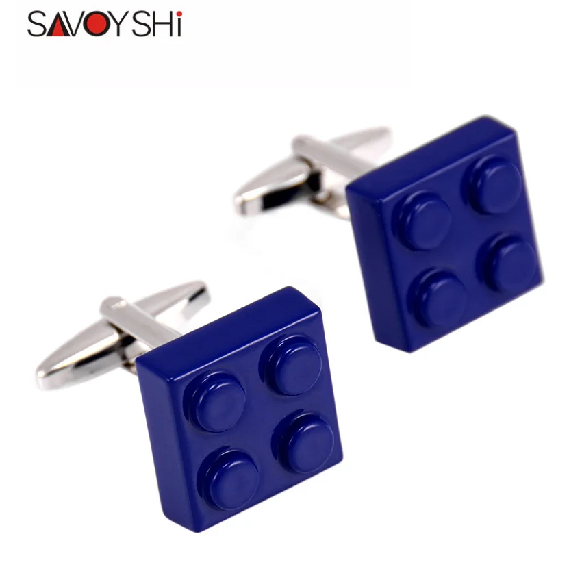 Dark blue cufflinks SAVOYSHI Новинка строительные блоки Запонки мужские французские рубашки синие красные эмалированные запонки модные брендовые ювелирные изделия - Окраска металла: Dark blue cufflinks