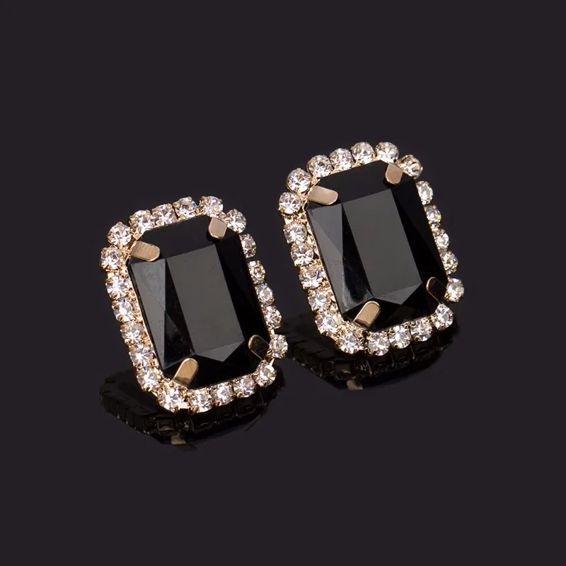gold black YFJEWE горячая Распродажа Модные женские хрустальные стразы Разноцветные серьги Элегантные женские персональные супер большие серьги-гвоздики E026 - Окраска металла: gold black