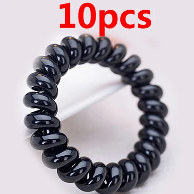 10pcs black color 3 шт., повязка на голову для женщин и девочек, телефонный шнур, конский хвост, держатели для волос, резинки для волос для девочек, резинка для волос - Цвет: 10pcs black color
