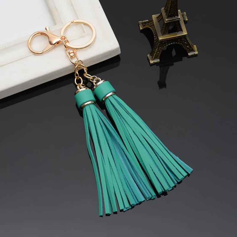 PU Leather Tassel Key Chain Ladies Fringe Handbag Car Keyring Tassel Pendant Phone Chain Fashion Bag Accessoris Chic Gift