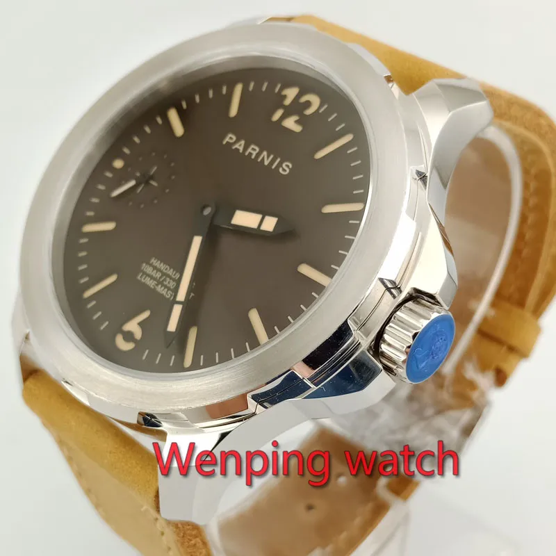 44mm Parnis Sapphire Crystal Luminous 6497 Hand-winding Men's Wristwatches Watch 2796 | Наручные часы