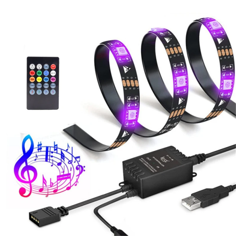 HKZZI USB Светодиодная лента 5050 RGB пульт дистанционного управления музыкальный