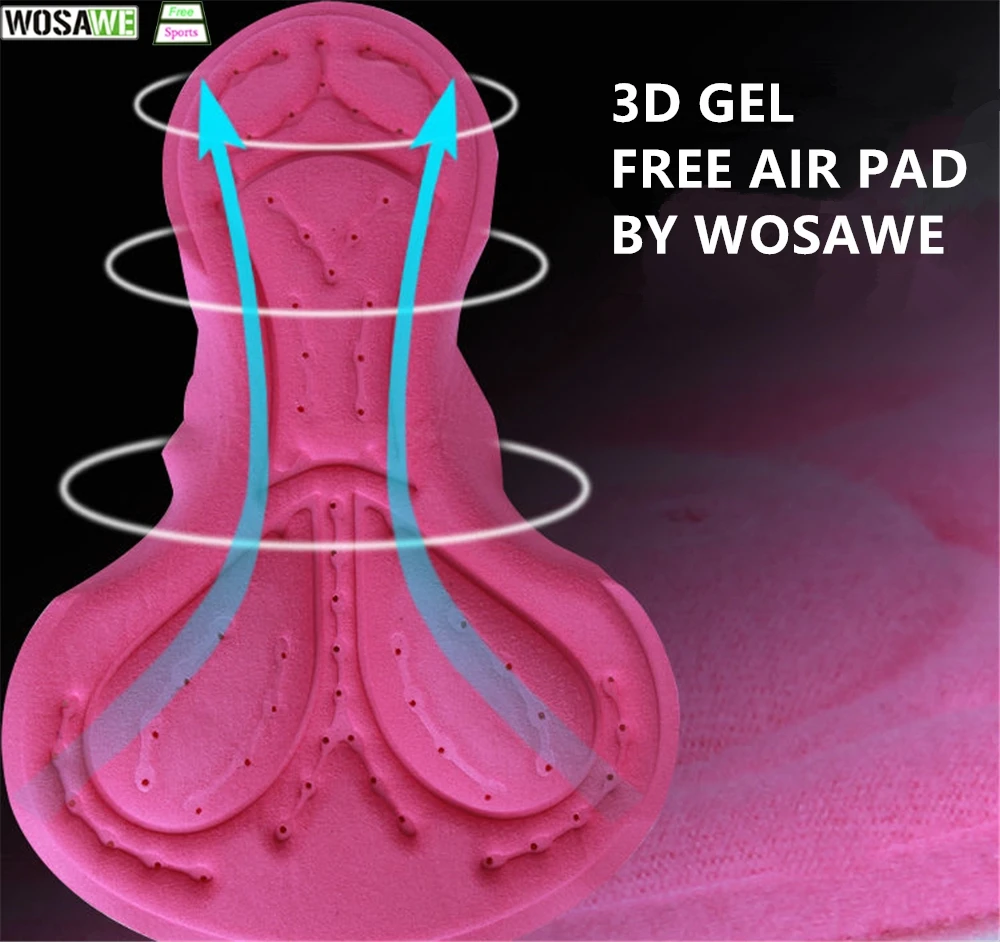 WOSAWE женские велосипедные шорты гелевые 3D Мягкие для езды на велосипеде нижнее белье татуировки велосипедные трусы дышащие шорты для езды