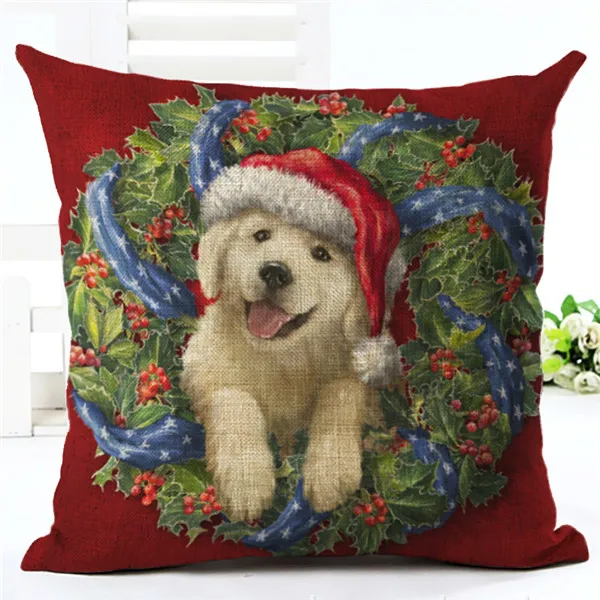 2 Merry Christmas Декоративная Подушка Чехол для подушки наволочка милые животные собака кошка одежда шляпа с принтом Funda Cojines 45X45 см - Цвет: 2