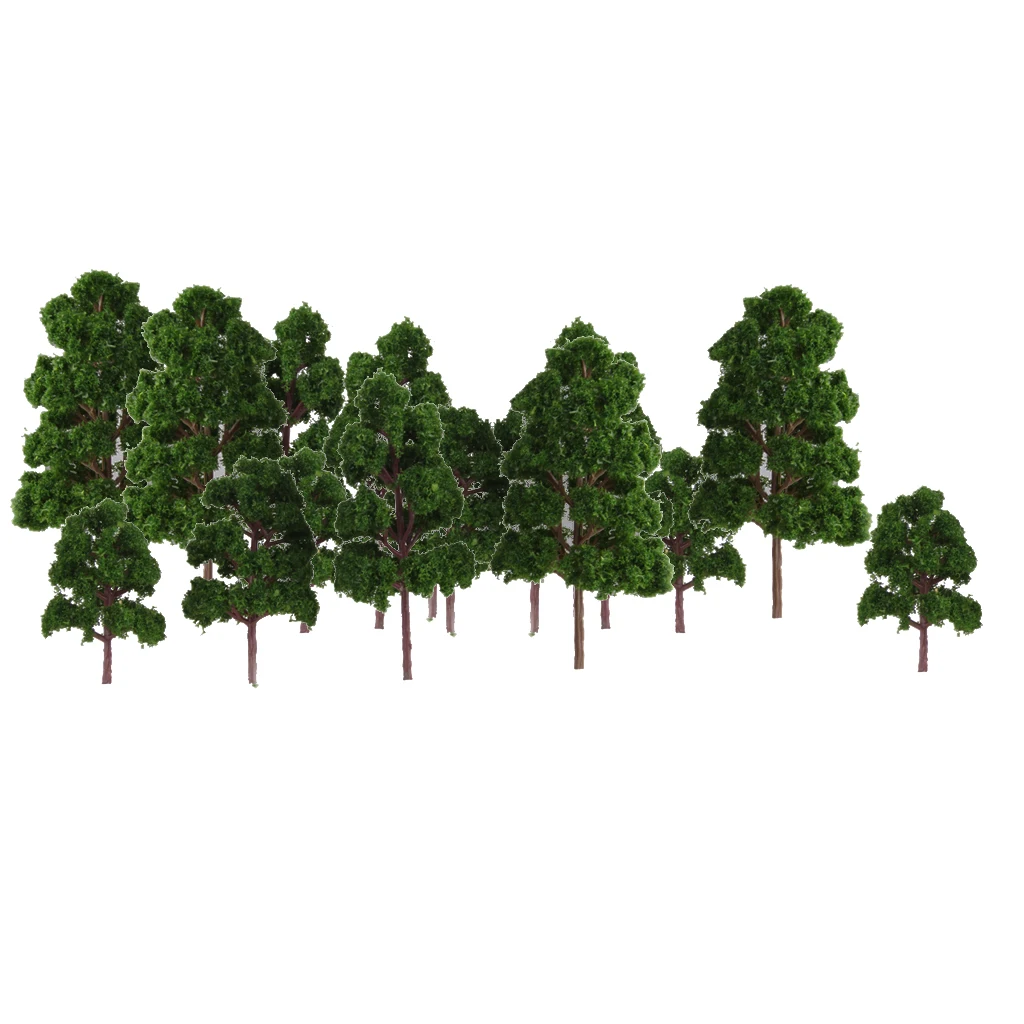 

20pcs Deep Green Plastic Model Trees HO N Z Scale Train Model Kits Railways Scenery Layouts Diorama Architecture Decor Accessory