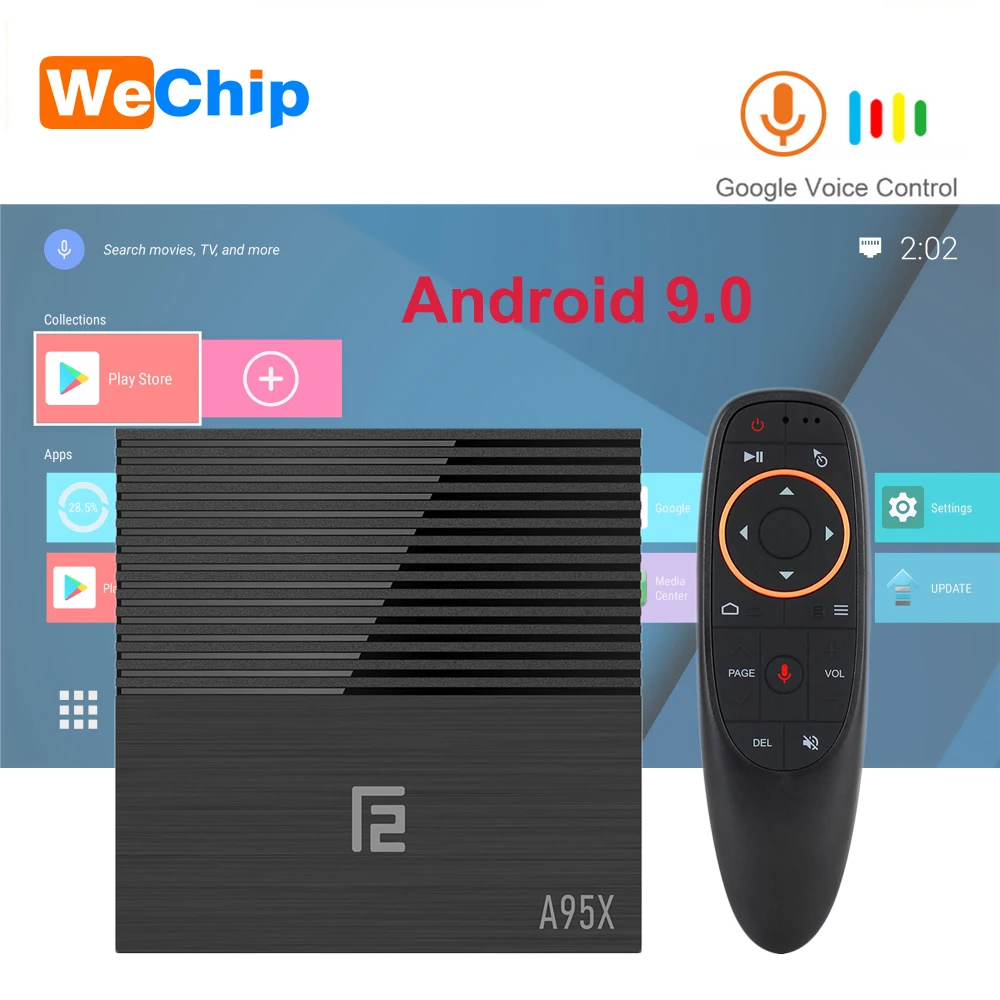 Wechip A95X F2 Android 9,0 ТВ приставка LPDDR3 4G 64G голосовой пульт Amlogic S905X2 четырехъядерный 2,4G& 5G Wifi BT 4,2 4K HD 2,1 медиаплеер