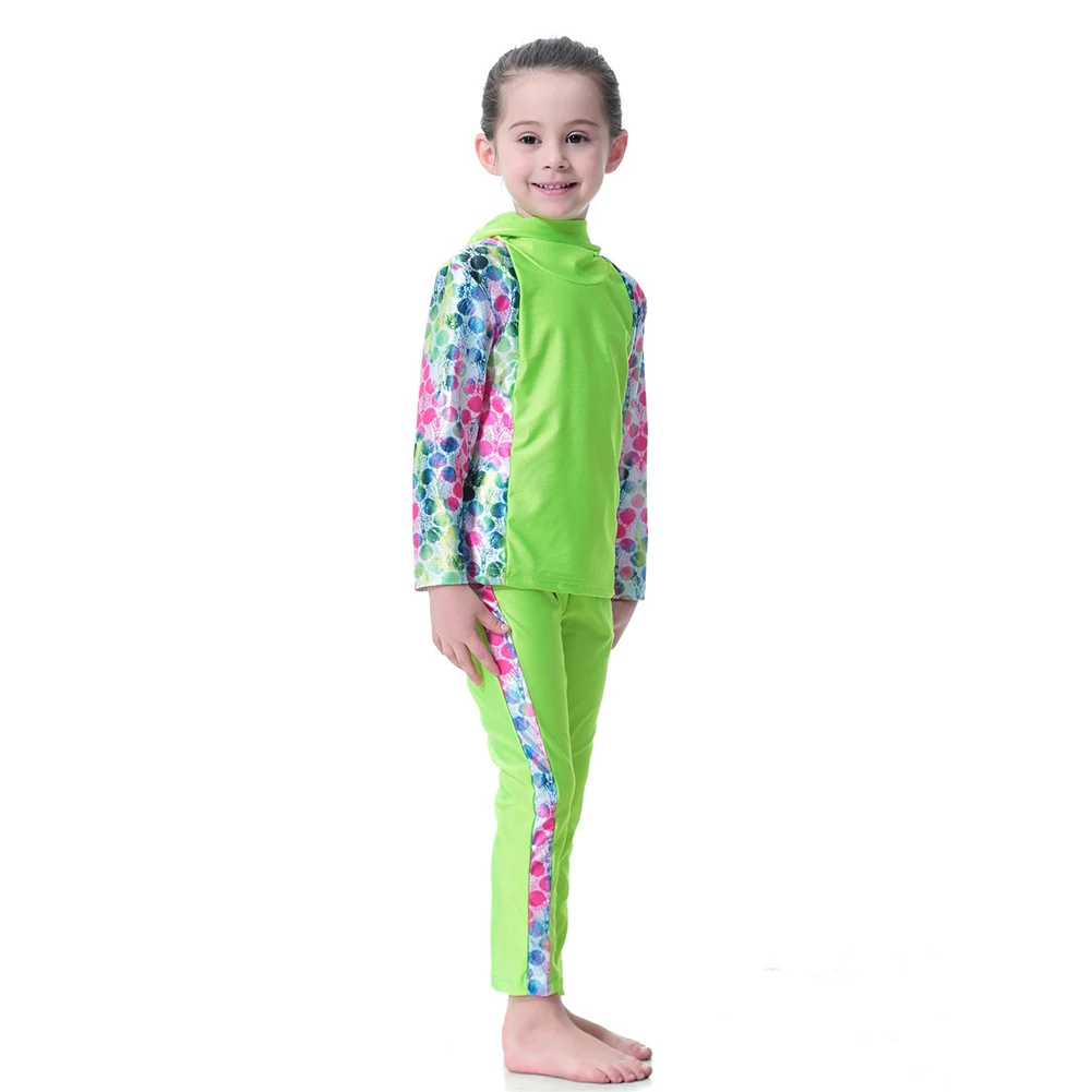 Скромный Исламский купальник для девочек с хиджабом полностью покрытый