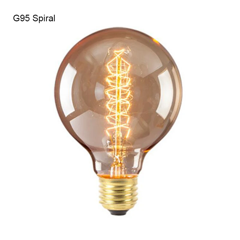 G95 Spiral 4 упаковки E27 40 Вт G95 Винтаж Эдисон Винт для лампочки Мега Глобус прозрачный спираль накаливания затемнения Ретро лампа дома кафе клуб Декор - Цвет: G95 Spiral