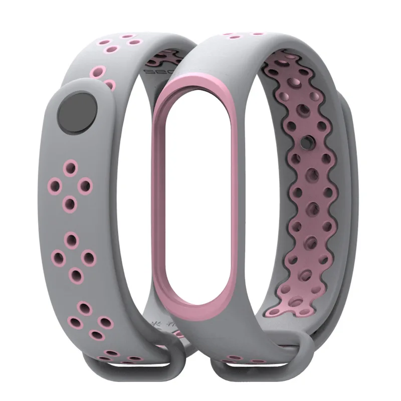 Mi Band 3 ремешок спортивный ремешок для Xiaomi mi ремешок 3 черный силиконовый браслет для band 3 Xiaomi mi ремешок 3 Смарт-часы браслет - Цвет: gray Pink