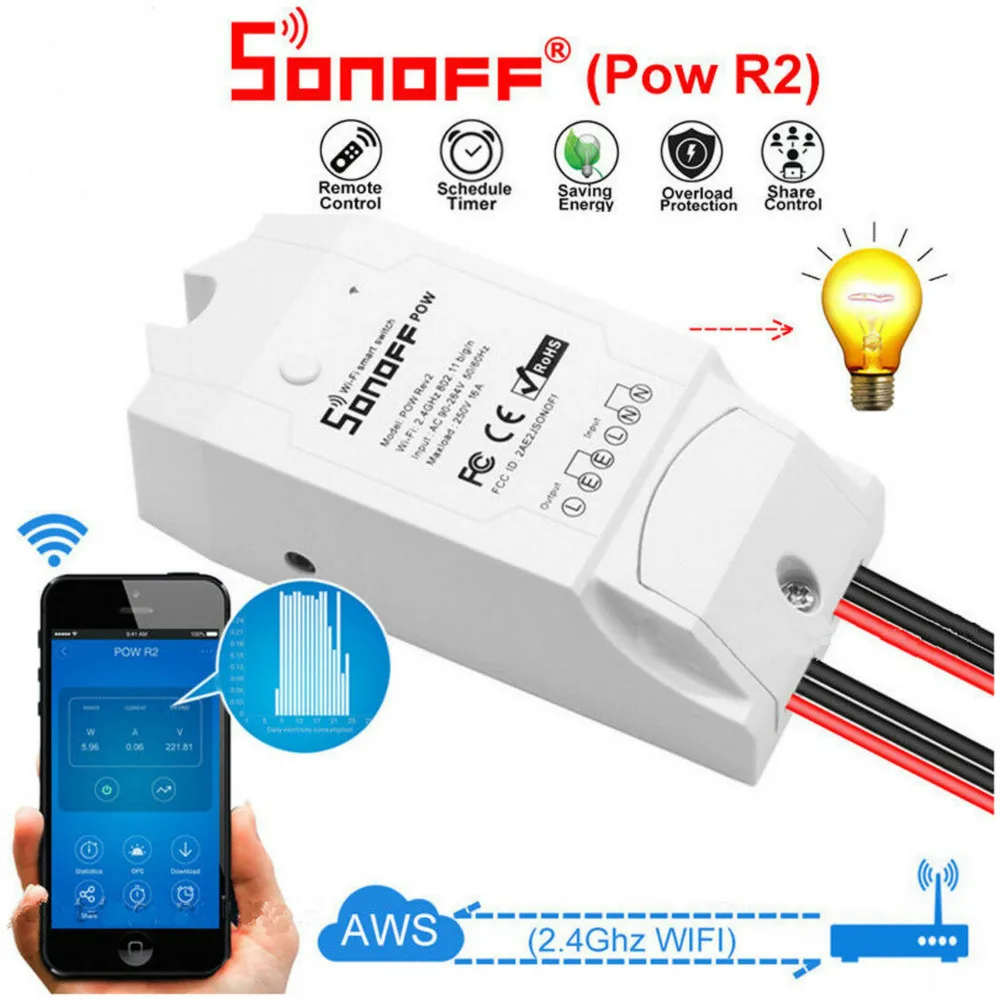 Интеллектуальный выключатель света Sonoff POW R2 в режиме реального времени