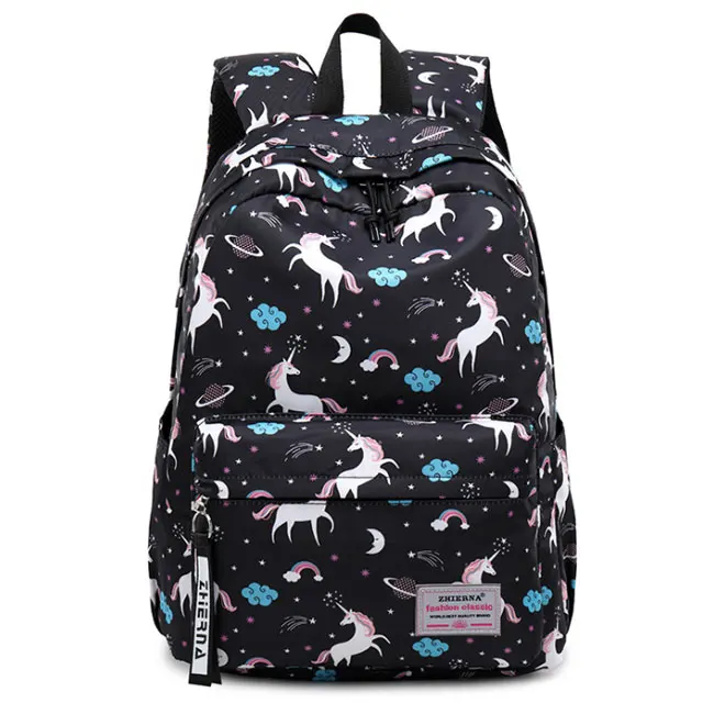 Black Unicorns Модная холщовая женская школьная сумка, рюкзаки для девочек, Mochila Escolar, с принтом, рюкзак для компьютера, ноутбука, школьный рюкзак, сумка для книг - Цвет: Black Unicorns