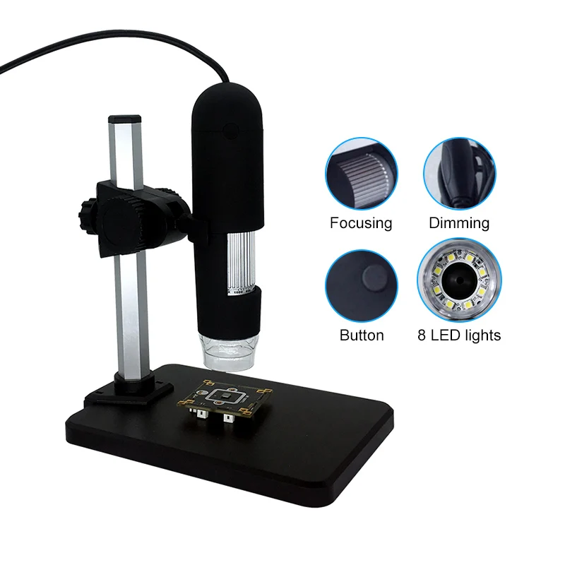 UANME Portable USB Digital Microscope 1000X 8 LED 2MP Endoscope Magnifier Camera+Lift Stand+Calibration Ruler | Инструменты