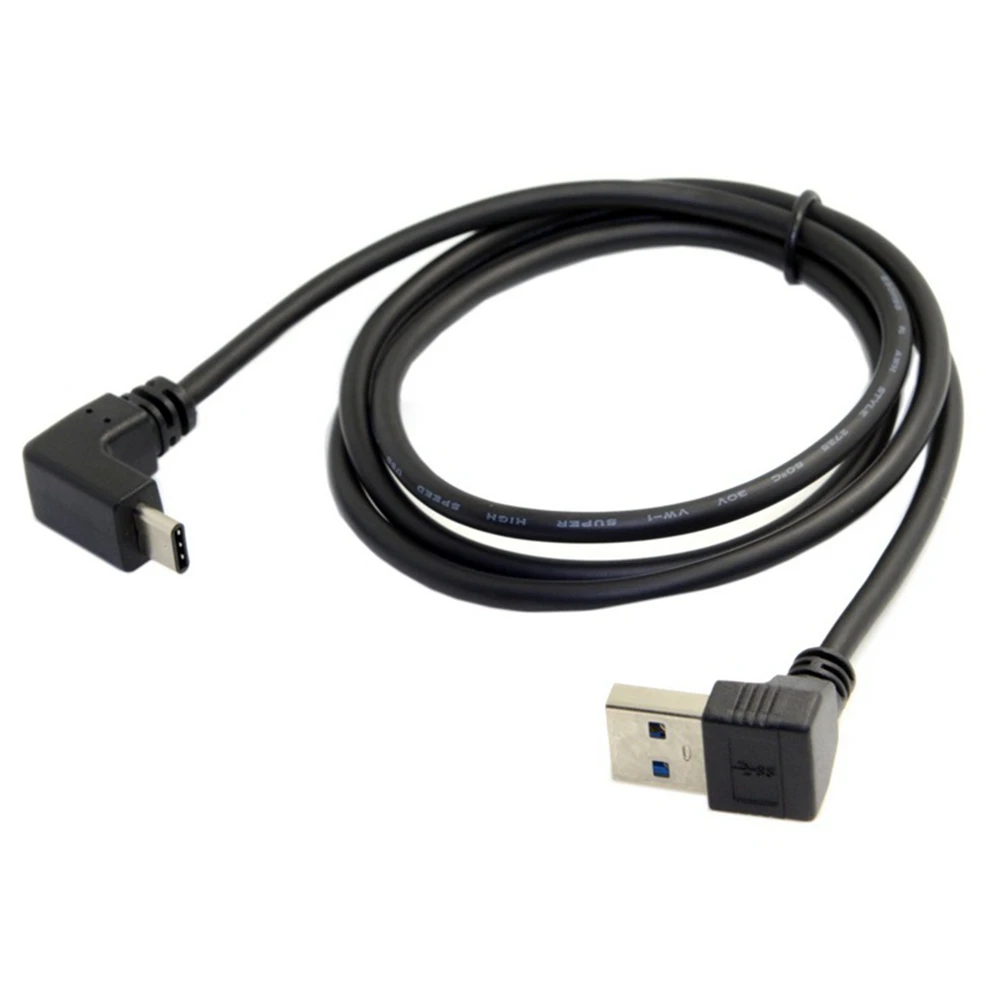 USB 3.1 USB-C Type-c Up & Down Angled to 3.0 A Male 90 Degree Data Cable for Macbook Tablet Phone 100cm | Электроника