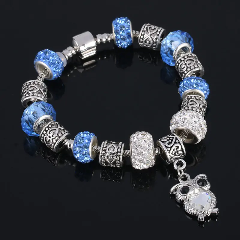 Женский браслет из серебра 2017 пробы с кристаллами|crystal bracelet|pan bracelet925 bracelet |