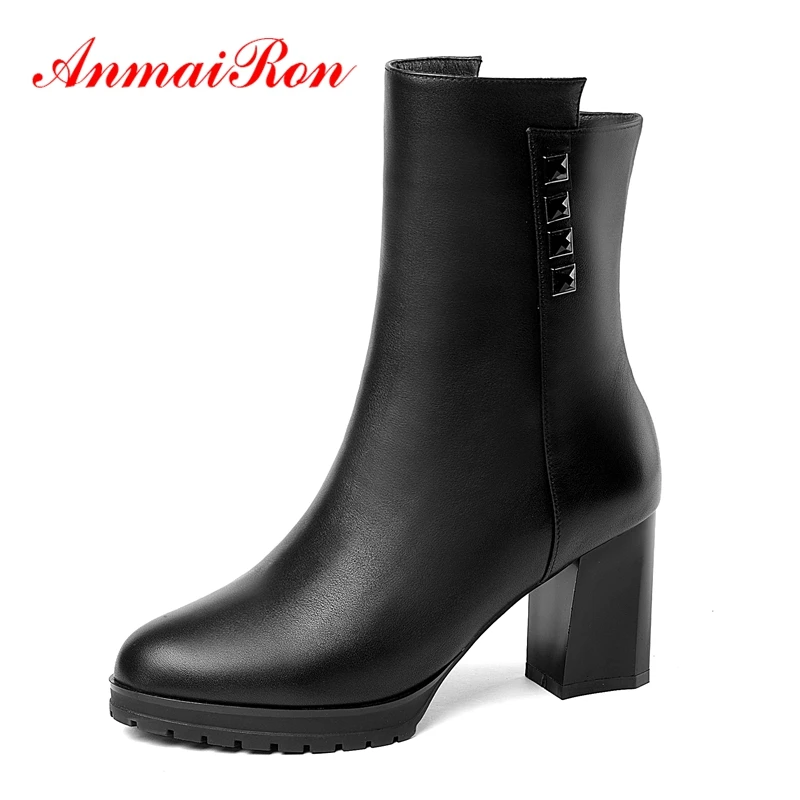 

AnmaiRon Round Toe Basic Zip Ankle Boots Boots Women Winter Boots Women Botines Mujer 2018 Botas Mujer Size 34-40 ZYL1512