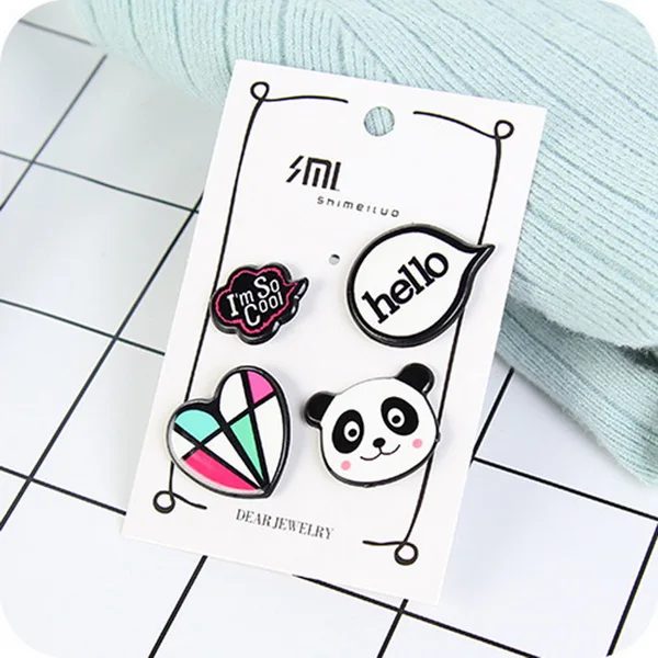 Style5 1~ 4 шт./компл. милые Мультяшные значки на булавке Kawaii значок на рюкзак значки на одежду акриловые значки одежда ткань - Цвет: Style5