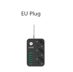 Power Strip Удлинитель для заземления, сетевой фильтр с защитой от перенапряжения, электрическая розетка 3, розетка для ЕС, переменного тока, 6, USB, настенное зарядное устройство, адаптер 3.4A для телефона - Цвет: Power Strip