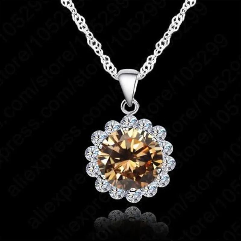Fashion 925 Sterling Silver Chain Woman Wedding JewelryCubic Zirconia Necklace Pendants Crystal Lovely Necklaces | Украшения и