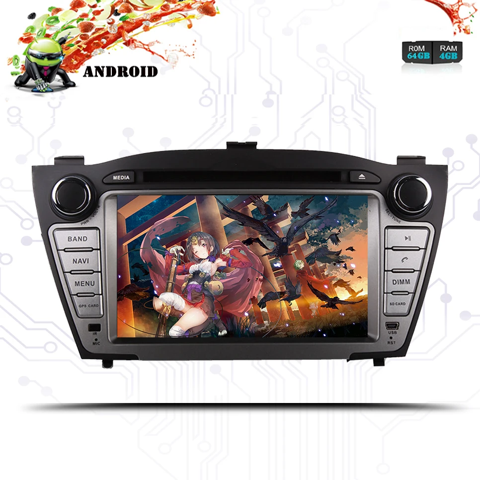 Головное устройство для HYUNDAI ix35 Tucson 2009 2014 2 Din Android 9 0 4G + 64G радио навигация GPS DVD
