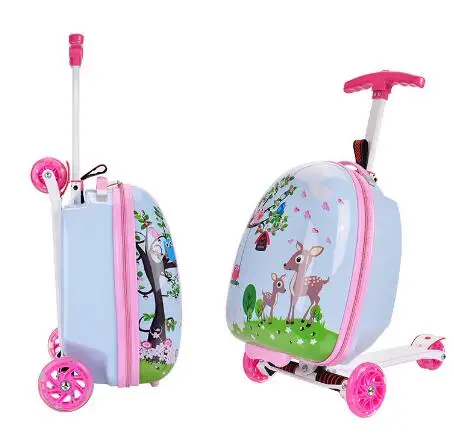 skateboard Riding suitcase Children Scooter Suitcase for kids Travel Spinner carry on wheeled Luggage bag Rolling truck for kids