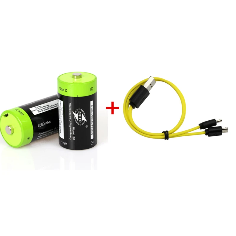 2pcs with USB Cable ZNTER 1,5 V 4000mAh батарея микро USB перезаряжаемые батареи D Lipo LR20 батарея для RC камеры Дрон аксессуары - Цвет: 2pcs with USB Cable