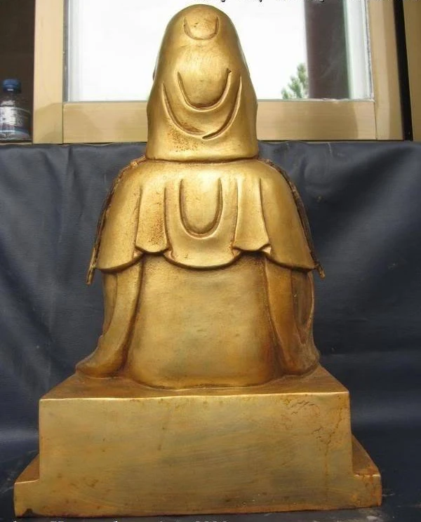 Китайская Бронзовая позолота kwan-Yin Bodhisattva Guan Yin статуя Будды | Дом и сад