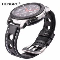 hengrc 4 color watch accessories watchbands vintage genuine leather watch band strap with stainless steel buckle 20mm 22mm 24mm