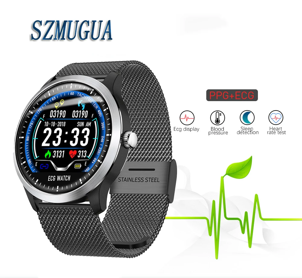 SZMUGUA новинка 2019 Смарт часы с ECG PPG умный Браслет монитор сердечного ритма