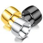 Оптовая продажа ювелирных изделий-316L титановая сталь Гладкие большие широкие кольца для успешных мужчин 18 kчерныйбелый золотой цвет