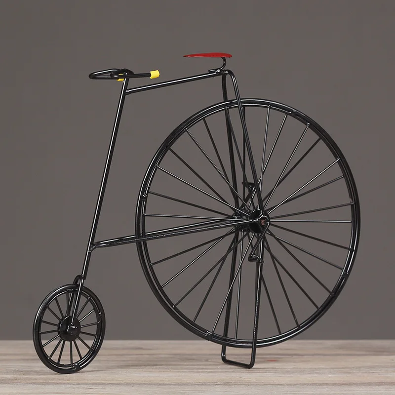 

Antique Bike Model Metal Crafts Miniature Figuringe Vintage Bicycle Model Club Ornament Home Office Decor Photography Prop