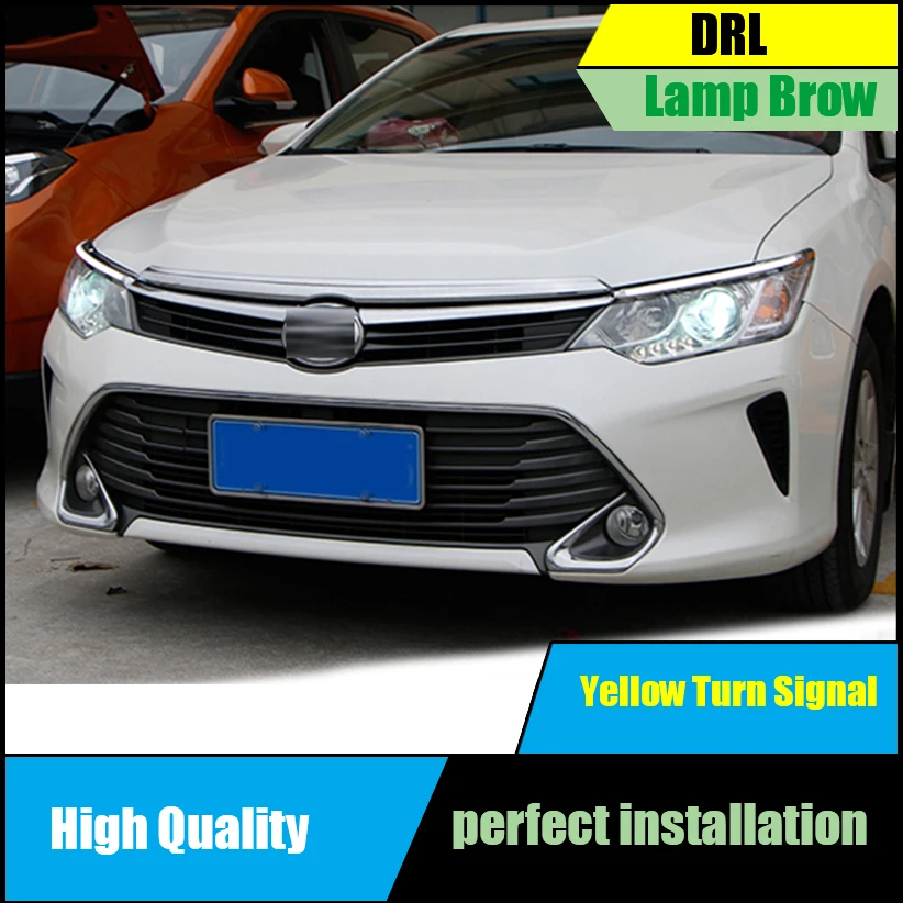 Для Toyota Camry V55 2015 2016 фар Светодиодный для бровей дневного света DRL с желтыми