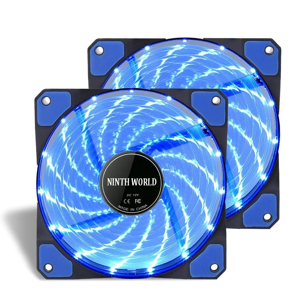 Blue 12В постоянного тока 3P IDE 4pin 120 мм ПК компьютер 16 дБ Ультра тихий 15 светодиодов корпус вентилятор Радиатор охлаждения анти-вибрации резины, 12 см вентилятор - Цвет лезвия: Blue