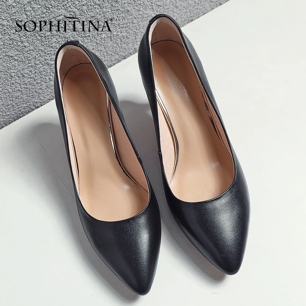 SOPHITINA/ Стильные туфли на шпильках; Женские туфли-лодочки; Сексуальные туфли с острым носком на тонком каблуке; Повседневные одноцветные женские туфли-лодочки; SO218