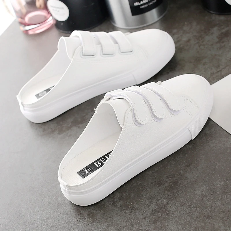 Women shoes Half slippers Flats 2018 summer Hot sale PU Leather Fashion White&amppink Breathable Leisure casual Sneakers | Обувь