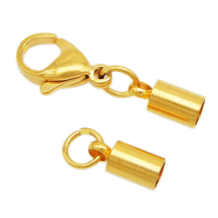 Stainless Steel Jewelry Clasps Connectors 1-6mm Round Leather Rope Cord Ends Cap with Lobster Clasp Buckle DIY Findings | Украшения и