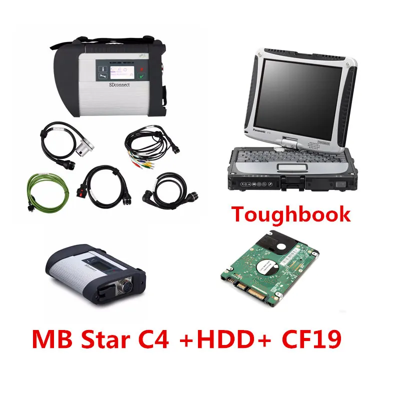 Mb star c4 sd Подключение с V2020.09 программное обеспечение 320 Гб hdd cf19 ноутбук для panasonic