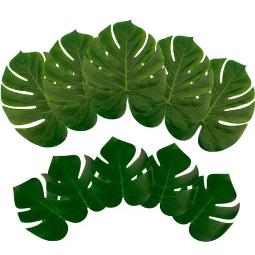 12 шт. большие искусственные листья тропической пальмы для Гавайи Луау украшения
