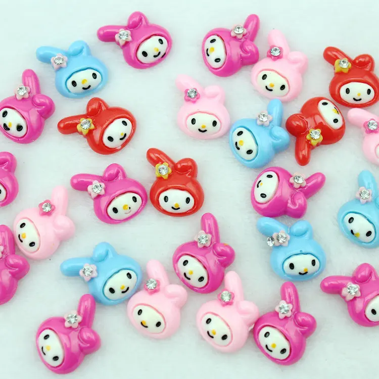 50 шт в наборе Kawaii смешанные Цвет Смола кролик w/Стразы Кабошоны Подвески Херувим