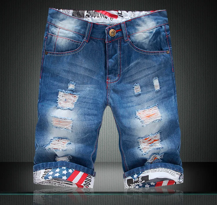 2015 new broken hole short jeans men 