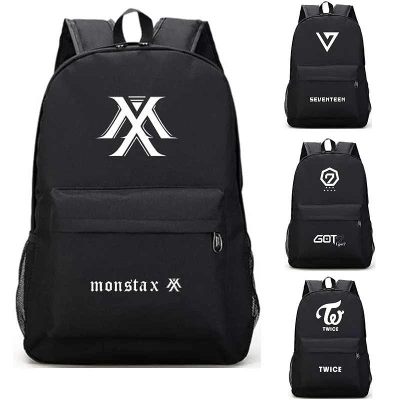 Monsta X GOT 7 Seventeen черный рюкзак сумка для книг дорожная ноутбука Подростковая
