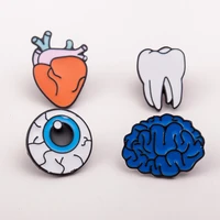 new design cartoon heart teeth eye brain brooches for women