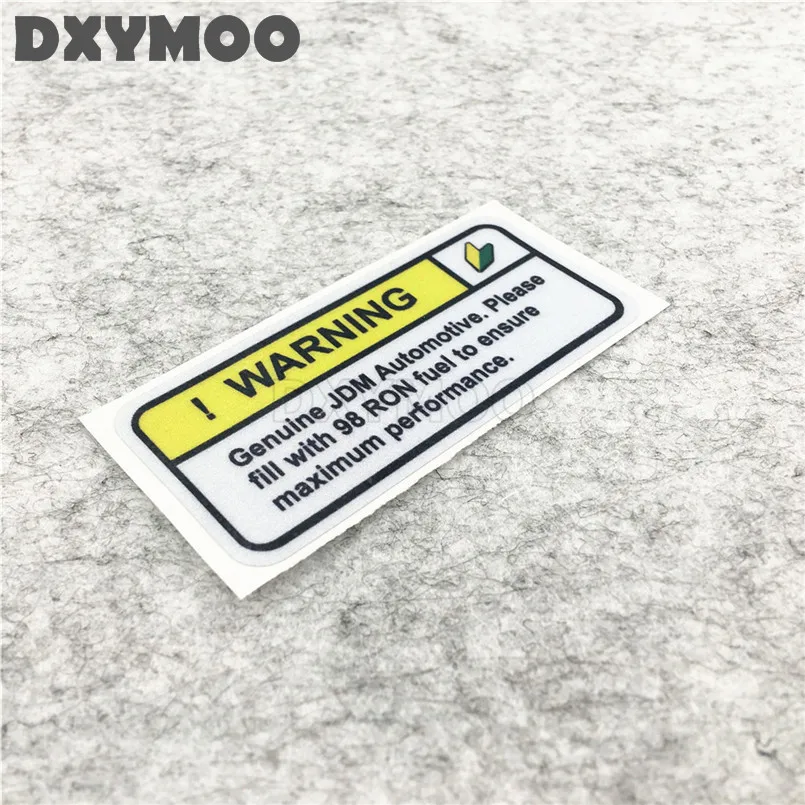2PCS Warning Car Stickers Funny Genuine JDM Automotive 98 RON Fuel Auto Window Motorcycle Helmet Vinyl Decals 8x3.6cm - купить по