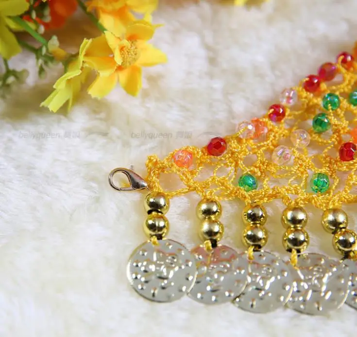 2 шт. / комплект дети пресс танец ( бусины монеты головные уборы + шифон блёстки Head