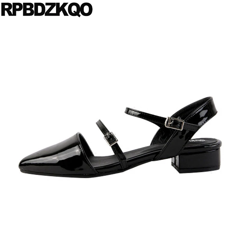2018 низкий каблук Бургундия мода Slingback сандалии с двойным ремнем коренастый