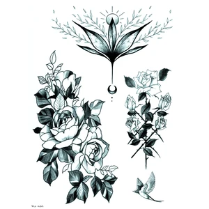 Временная тату-наклейка, водонепроницаемая, с цветами