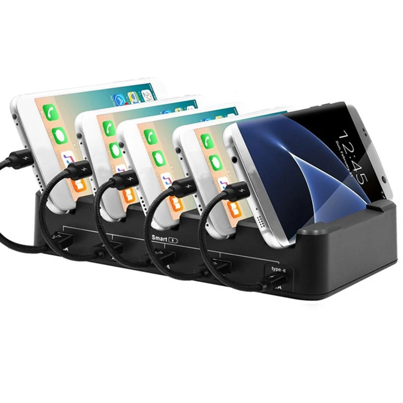 Складной ПВХ 5 портовый Usb зарядное устройство кронштейн мульти порт Тип C