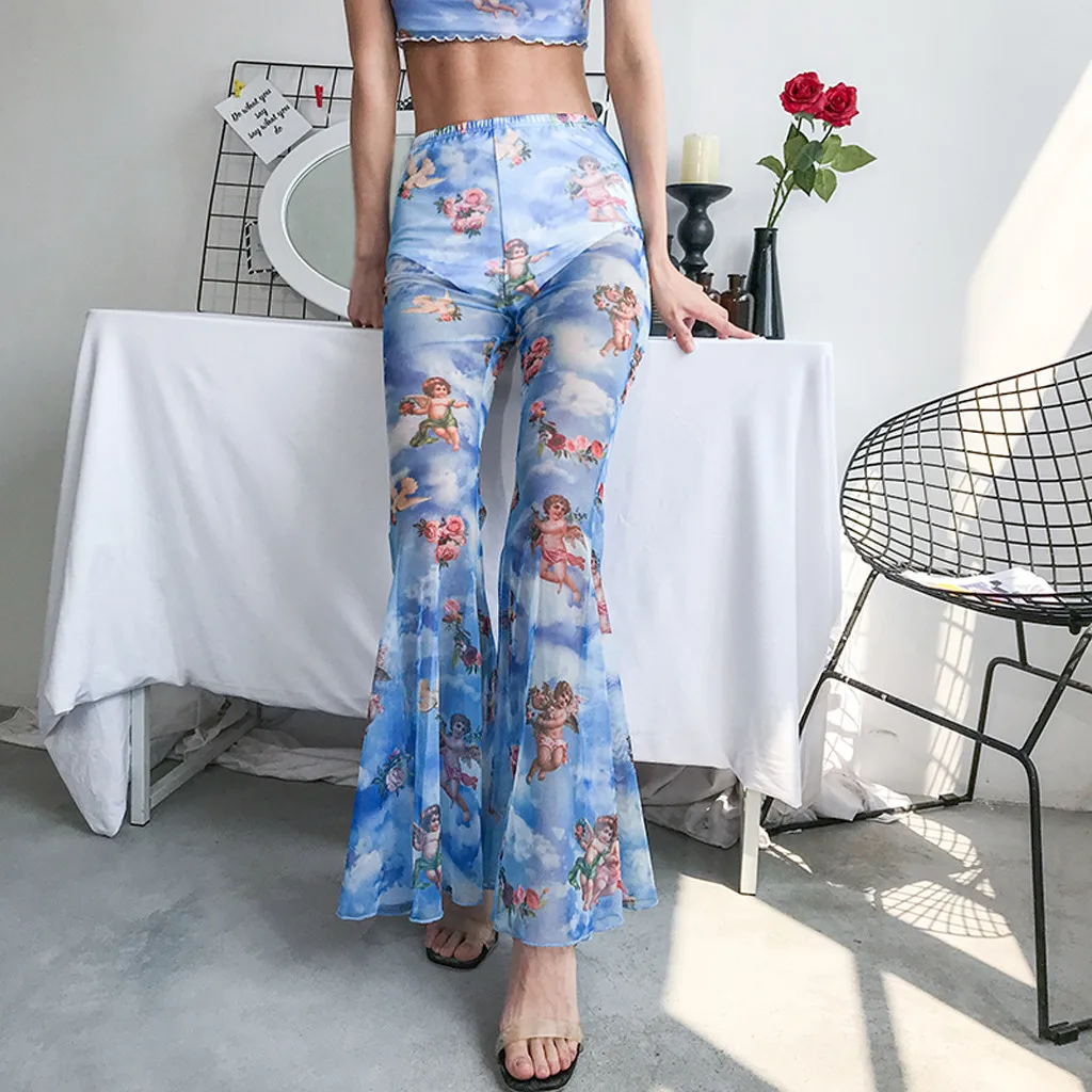 JAYCOSIN Новая мода Брюки карго женские маленького угла с принтом сеткой