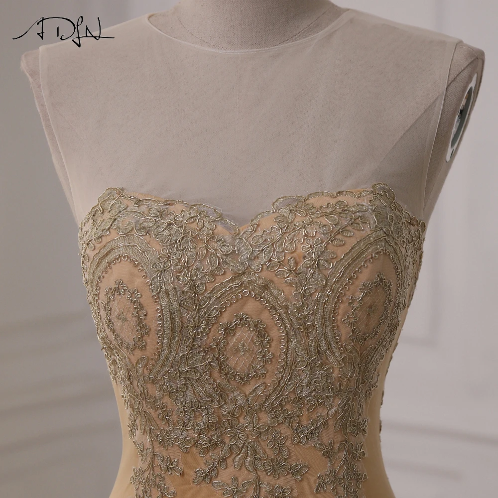 ADLN недорогое вечернее платье в наличии Золотая аппликация с рукавом крылышком