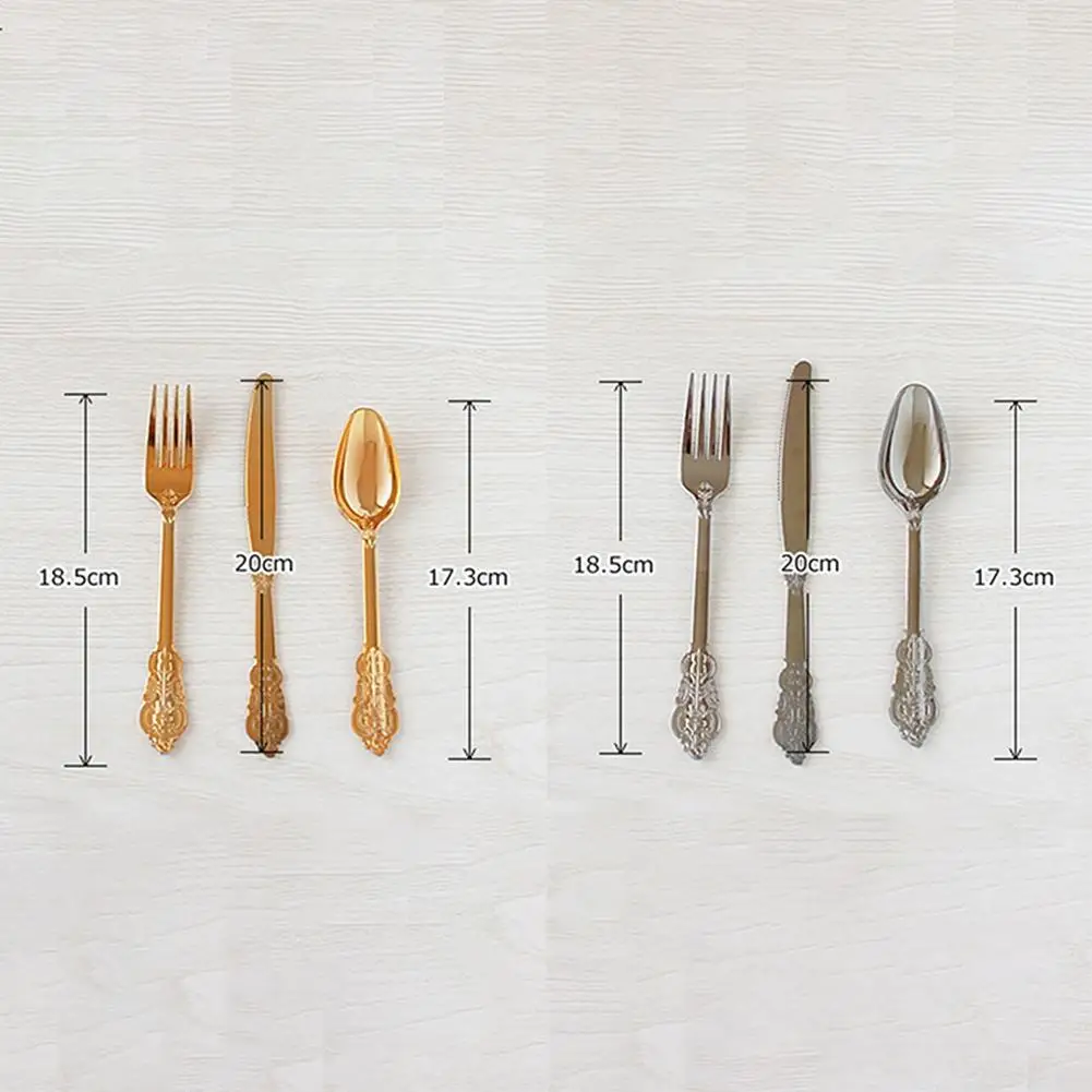 Одноразовые столовые приборы с тиснением имитация металла пластик золото