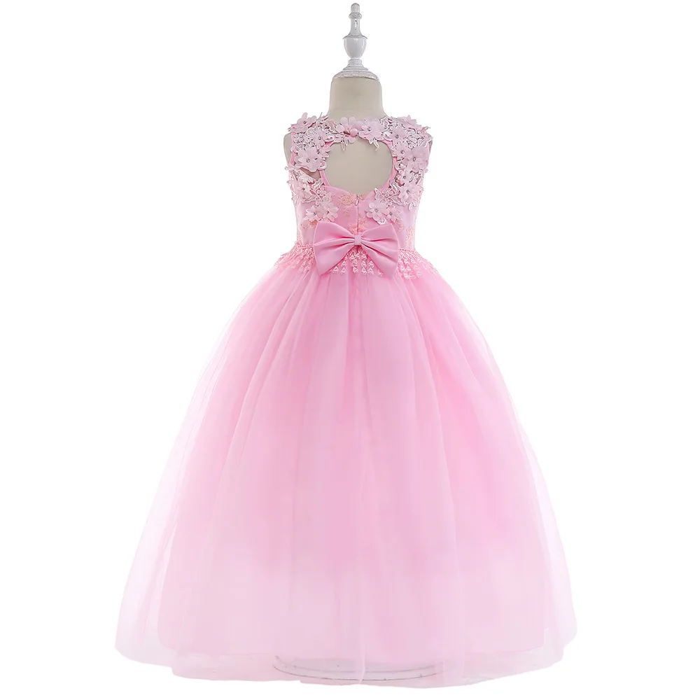 От 4 до 13 лет платья для девочек-подростков кружевное длинное платье без рукавов с открытой спиной Fille вечерние платья для детей
